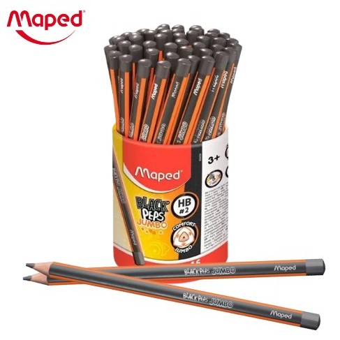 LÁPIS PRETO BLACK PEPS JUMBO KIT 3 UNIDADES MAPED em Oferta na Shopee