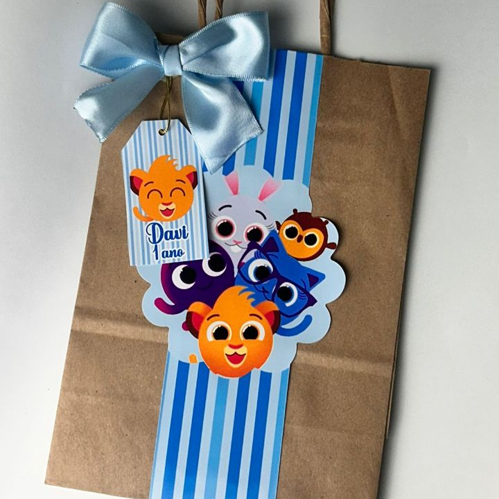 Sacolinha Kraft Bolofofos Personalizada com tag e laço  FESTA INFANTIL | Aniversário  | lembrancinha ENVIO IMEDIATO