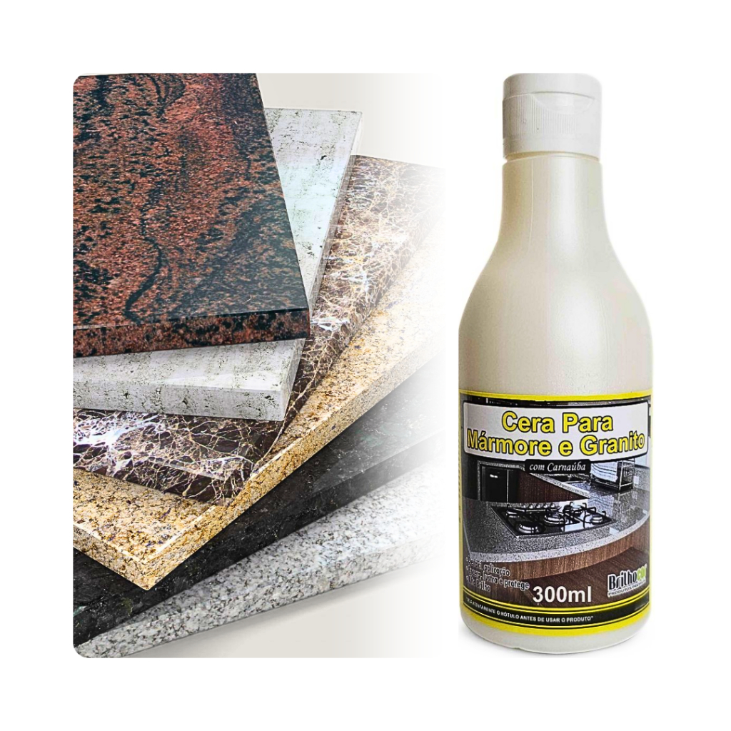 Cera para mármore e granito - casa lustra brilho limpa carnaúba protege revitaliza em Oferta na Shopee