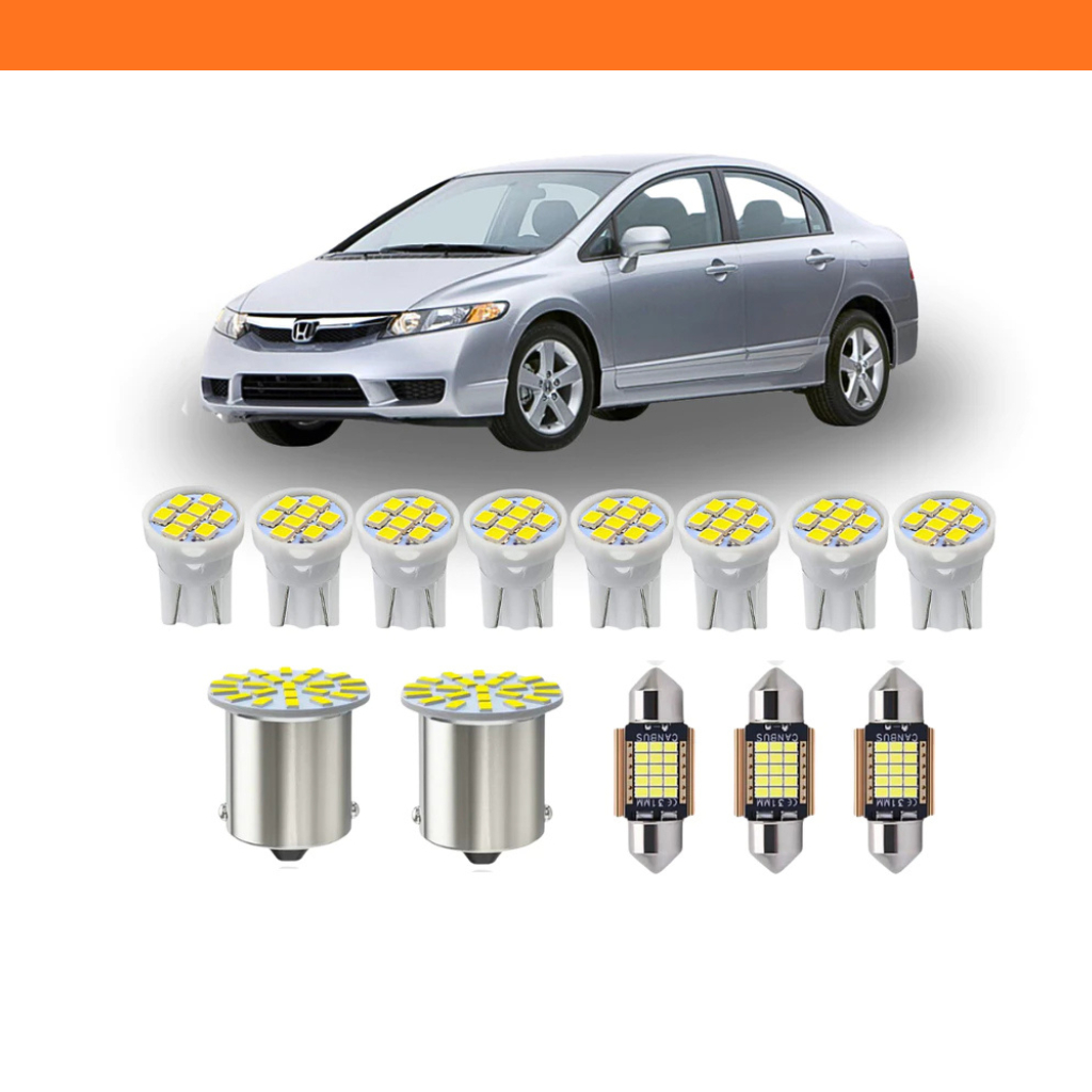 KIT Lâmpada Led Honda Civic 2007 a 2011 ( Porta Luvas  Porta Malas Placa Cortesia Farolete Ré Teto)  New civic