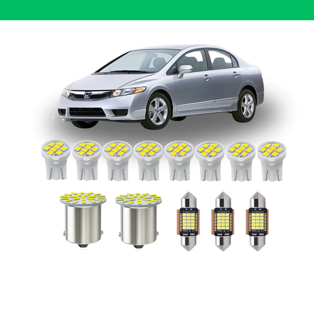 KIT Lâmpada Led Honda Civic 2007 a 2011 ( Porta Luvas  Porta Malas Placa Cortesia Farolete Ré Teto)  New civic 13