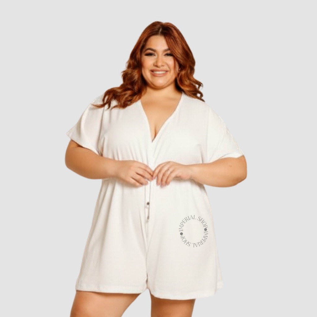 Macaquinho Plus Size Feminino Vestido Curtinho Blogueira Sof - A