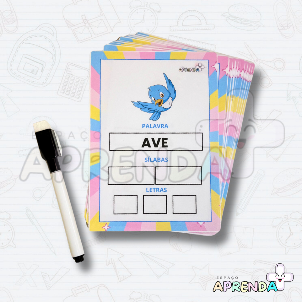 FICHAS PARA ALFABETIZAÇÃO PLASTIFICADAS – FORMANDO PALAVRAS (COM CANETA)