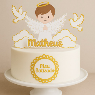 Topo de Bolo Personalizado/Topo de bolo Batizado/Topper Batizado/decoração festa/ batizado em Oferta na Shopee