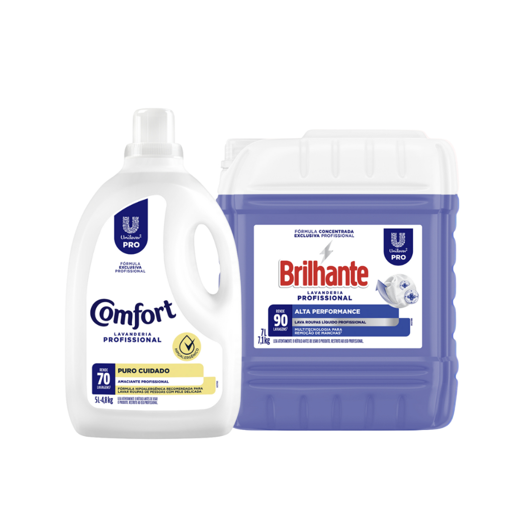 Kit Lava Roupas Alta Performance 7L Brilhante + Amaciante Puro Cuidado 5L Comfort em Oferta na Shopee