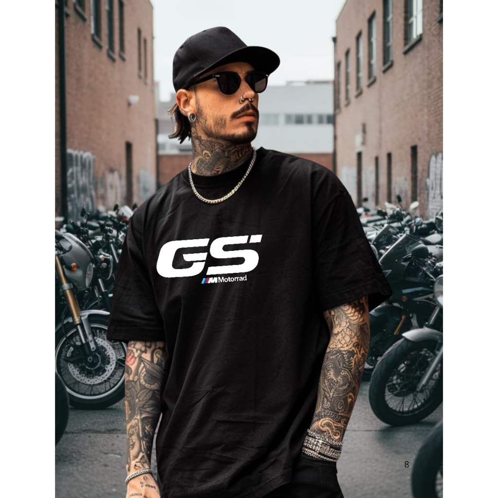 CAMISETA GS BMW CAMISA ALGODAO MOTO BMW GS MOTORRAD ALTA QUALIDADE UNISSEX PRETA E BRANCA