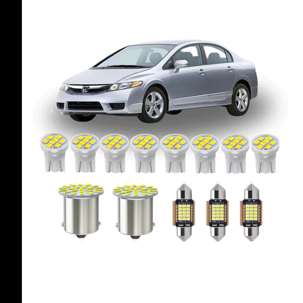 KIT Lâmpada Led Honda Civic 2007 a 2011 ( Porta Luvas  Porta Malas Placa Cortesia Farolete Ré Teto)  New civic 22