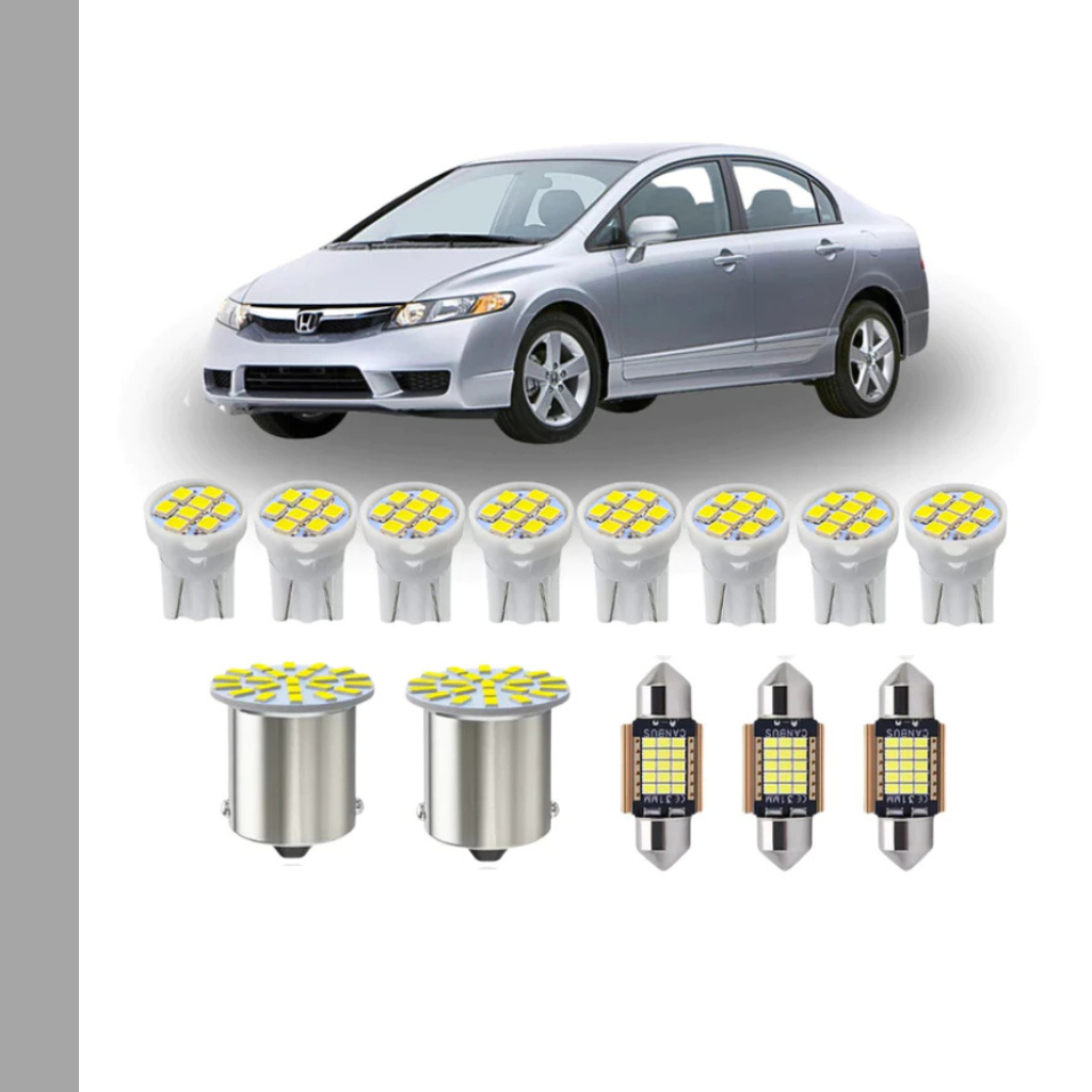 KIT Lâmpada Led Honda Civic 2007 a 2011 ( Porta Luvas  Porta Malas Placa Cortesia Farolete Ré Teto)  New civic 21