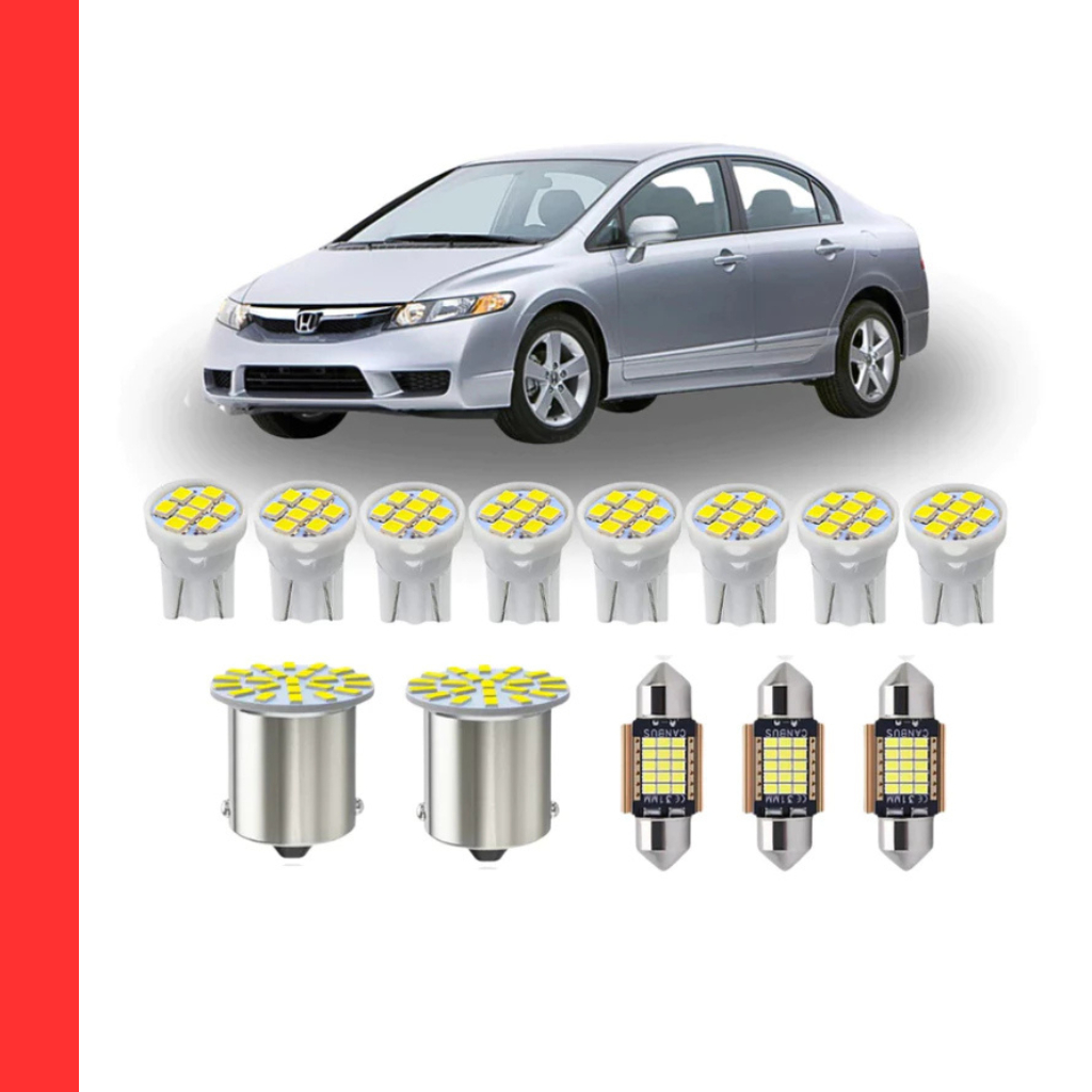 KIT Lâmpada Led Honda Civic 2007 a 2011 ( Porta Luvas  Porta Malas Placa Cortesia Farolete Ré Teto)  New civic 23