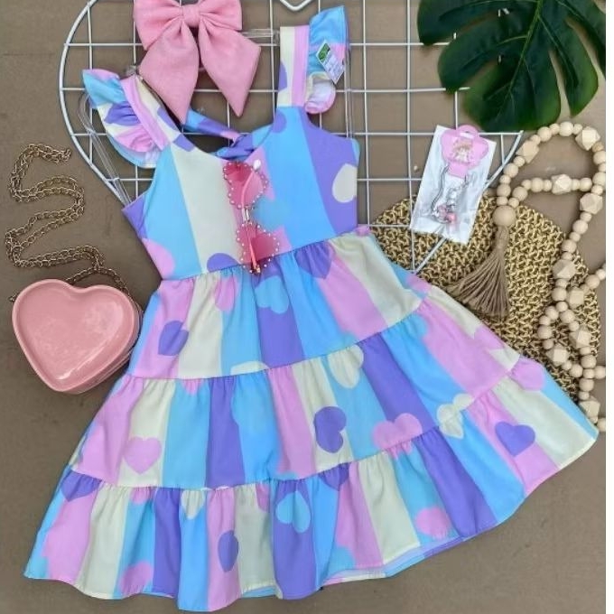 Vestido infantil menina estampado em Oferta na Shopee