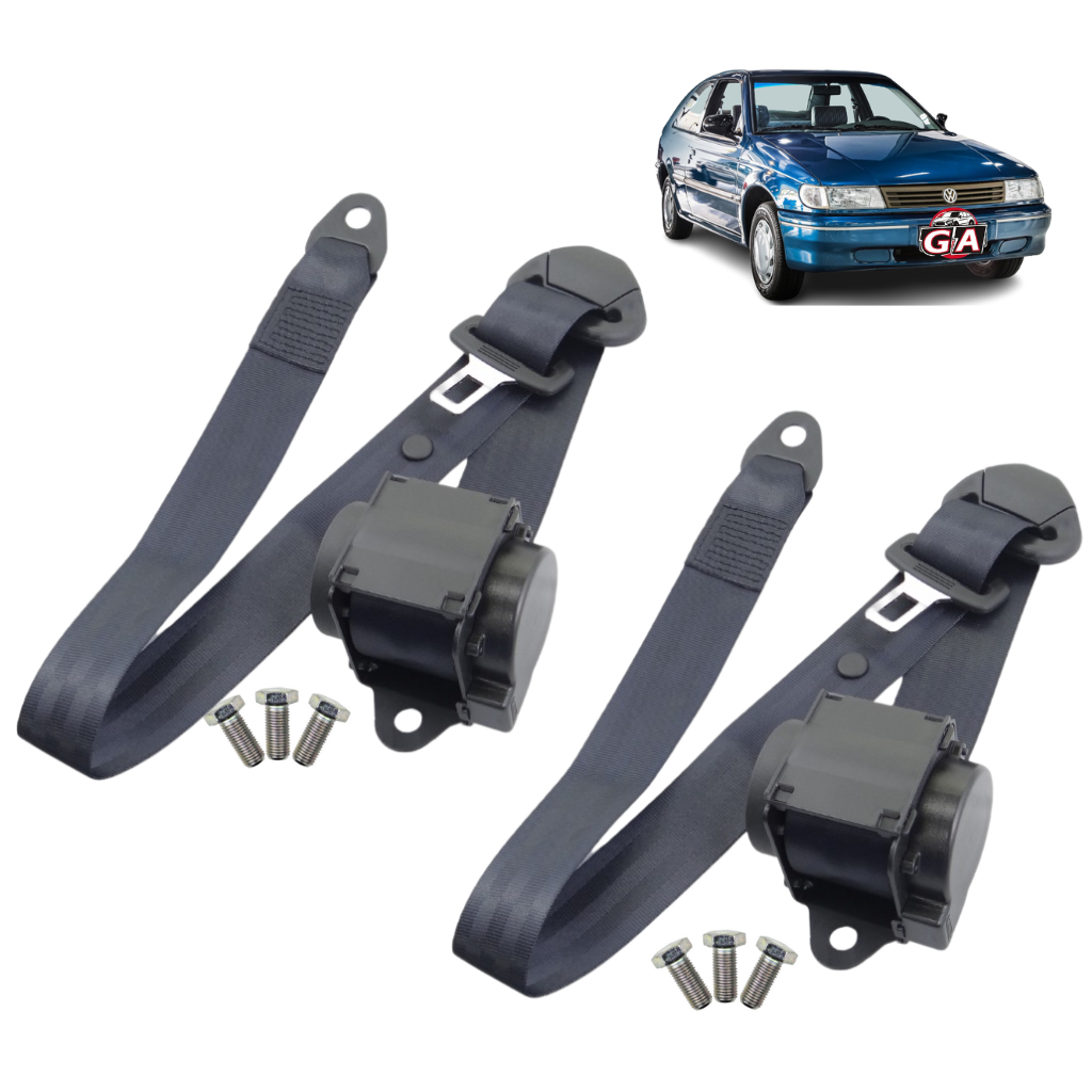 Kit 2 Cinto De Segurança Retrátil Três Ponta Pontos Volkswagen Logus