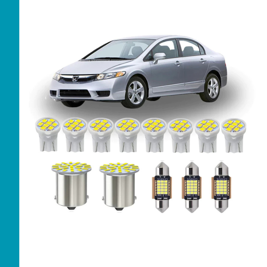KIT Lâmpada Led Honda Civic 2007 a 2011 ( Porta Luvas  Porta Malas Placa Cortesia Farolete Ré Teto)  New civic 25