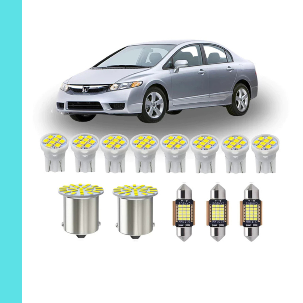 KIT Lâmpada Led Honda Civic 2007 a 2011 ( Porta Luvas  Porta Malas Placa Cortesia Farolete Ré Teto)  New civic 26