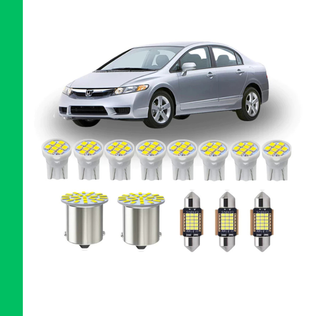 KIT Lâmpada Led Honda Civic 2007 a 2011 ( Porta Luvas  Porta Malas Placa Cortesia Farolete Ré Teto)  New civic 27