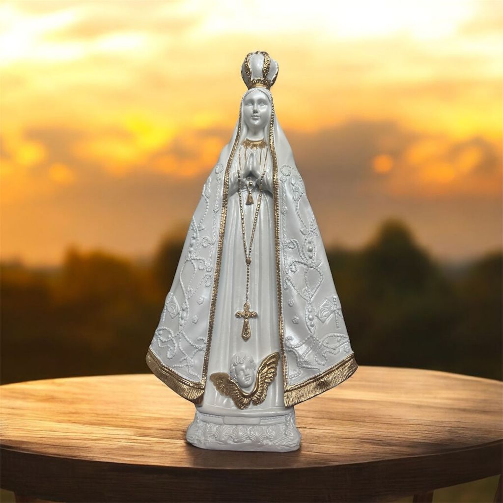 Imagem de Nossa Senhora Aparecida em 65cm na cor branca perolada feita com produtos de alta qualidade em Oferta na Shopee