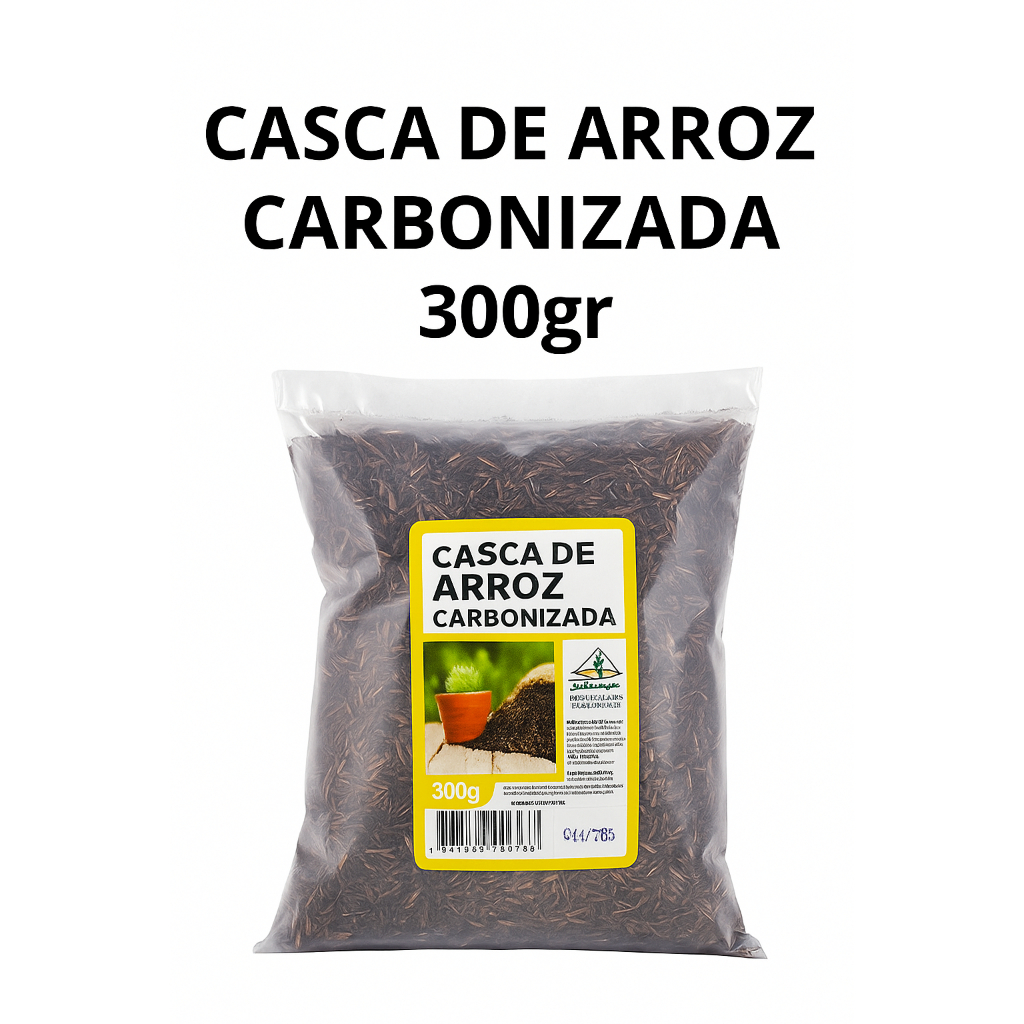 Casca De Arroz Carbonizada Substrato Orgânico Para Horta Jardim Plantas Vaso - 300gr