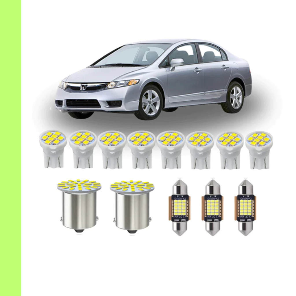 KIT Lâmpada Led Honda Civic 2007 a 2011 ( Porta Luvas  Porta Malas Placa Cortesia Farolete Ré Teto)  New civic 28