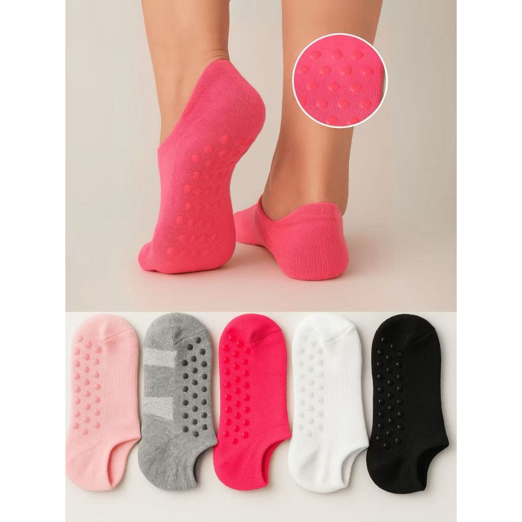 Kit 3 Pares Meia  Pilates Yoga Sapatilha Cano Curto Soquete Moda Feminina com Antiderrapante Algodão