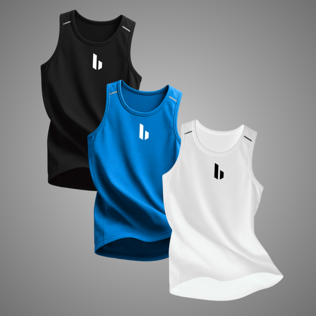 KIT PROMOÇÃO ATÉ 3 Regatas DryFit Masculinas Sem Manga Dryfitness, leve, esportiva, academia