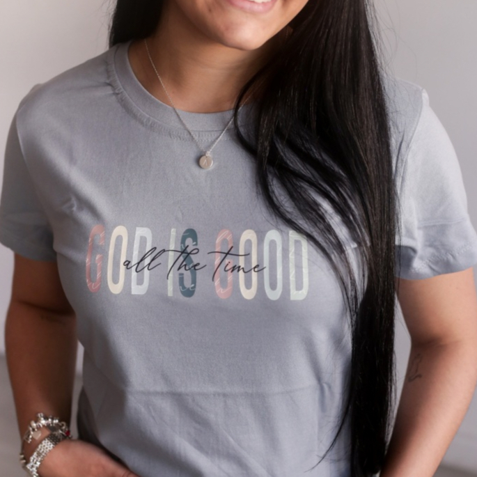 Camiseta Blusa Feminina Tshirt 100% Algodão Estampa God Is Good em Oferta na Shopee