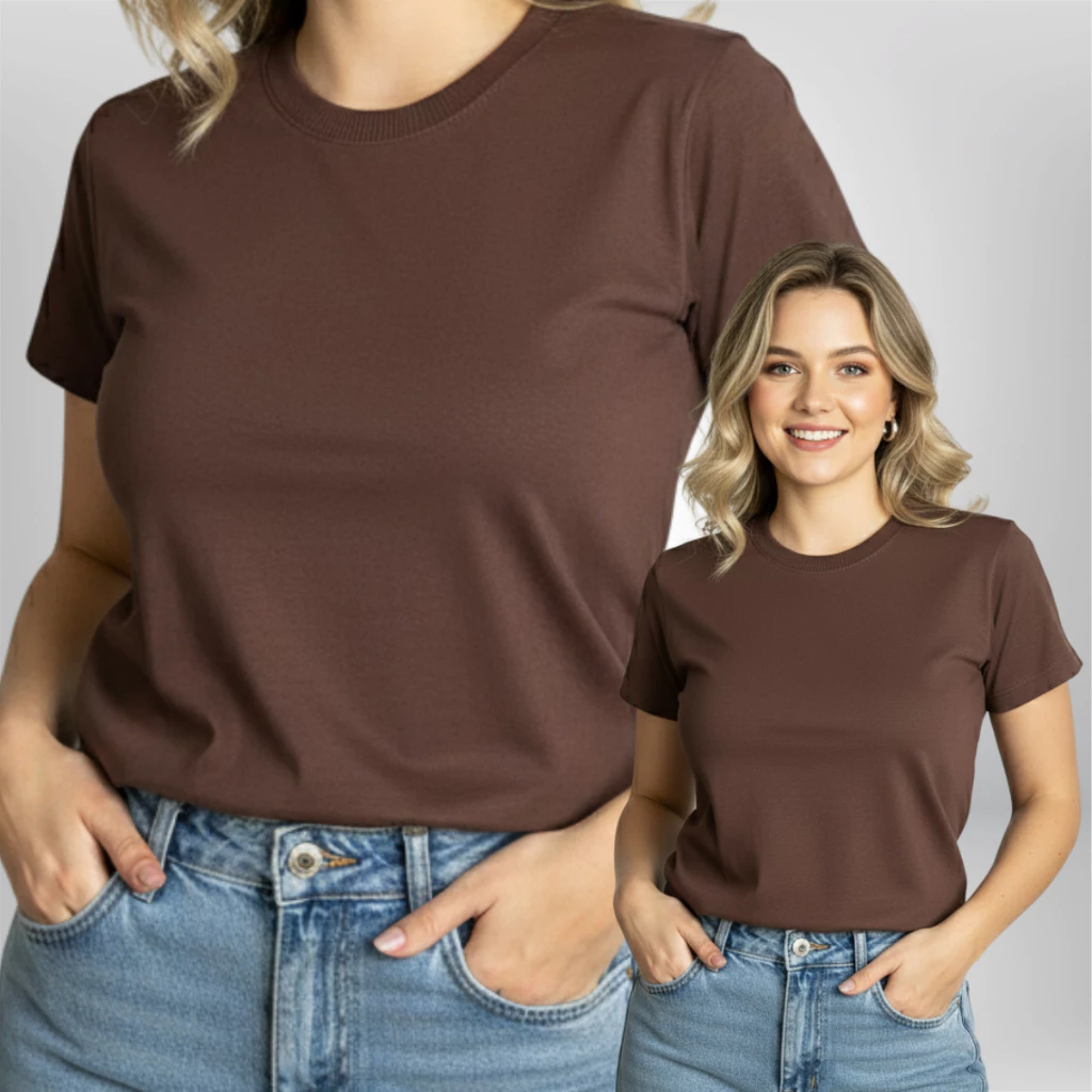 Blusa T-shirt Feminina Camiseta Básica Dia a Dia Uniforme 100% Algodão Confortável