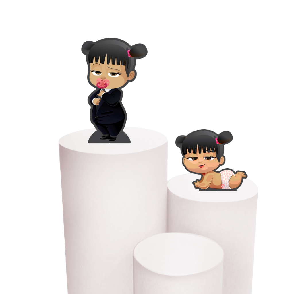 Kit de Display 2 de 20cm Totens para Decoração de Festa Poderosa Chefinha em MDF Cortado a Laser