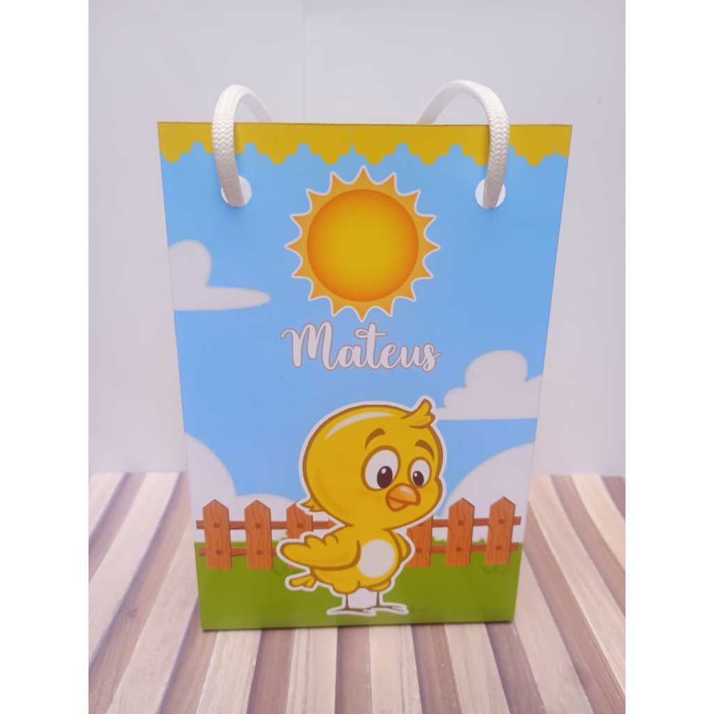 Sacolinha personalizada O Pintinho Amarelinho PEGUE E MONTE Lembrancinha de aniversário Sacolinha surpresa