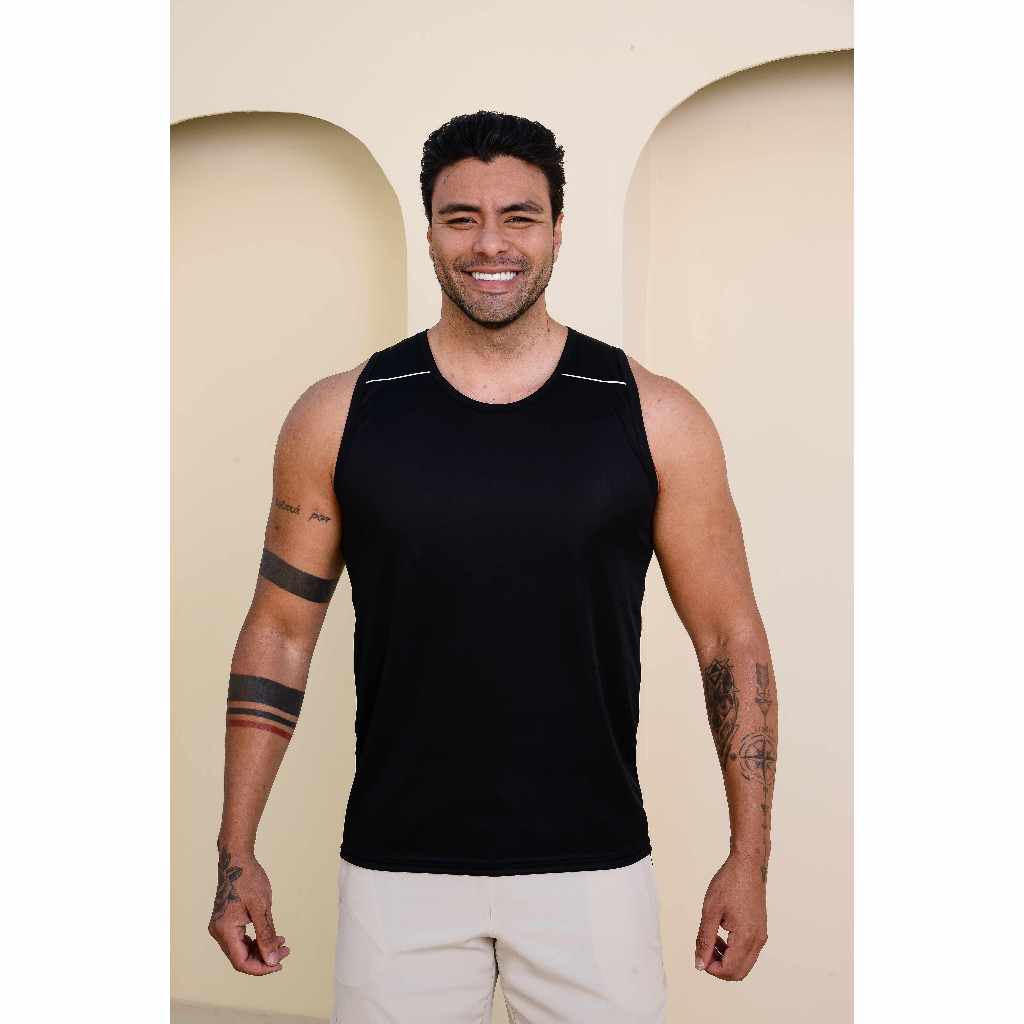 Regatas Masculinas Dry Fit Lisas Proteção UV 50+ Térmica Treino Corrida Para Treino Academia  Bloco de cores  Natal
