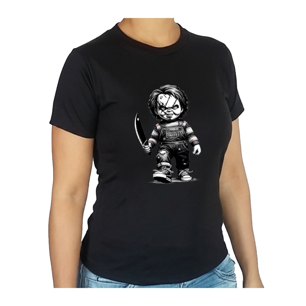 Baby Look Feminina Chucky camiseta Halloween camisa Dia das Bruxas