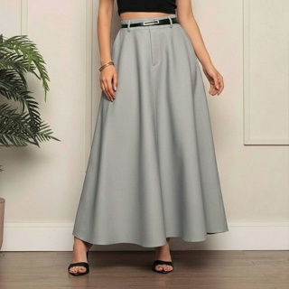 Saia Longa Evangélica Alfaiataria Feminina Social Elegante Cinto Bolso Zíper Botão – Envio Imediato em Oferta na Shopee