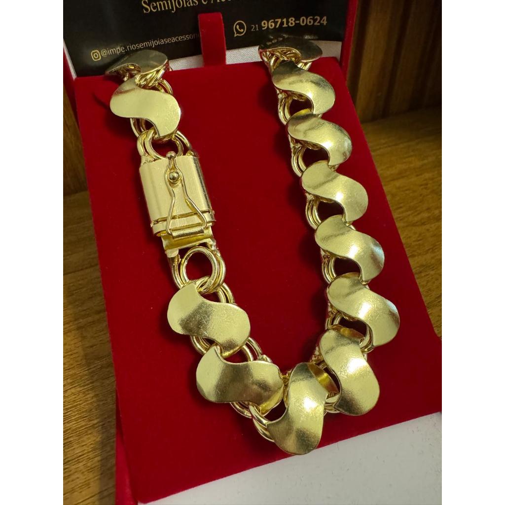 Cordão corrente friso s 16 mm 70 cm moeda antiga pura idêntica a ouro 18 k