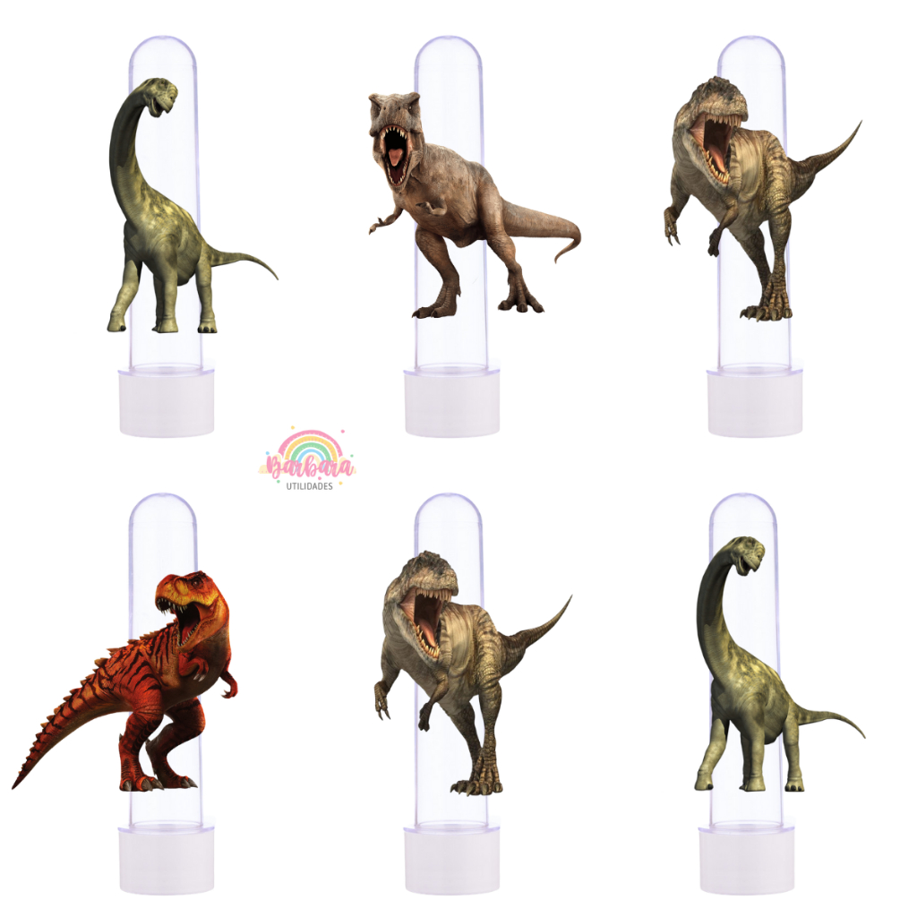 20 Tubetes + Apliques 3D Personalizado Lembrancinha Festa Aniversário Dinossauro