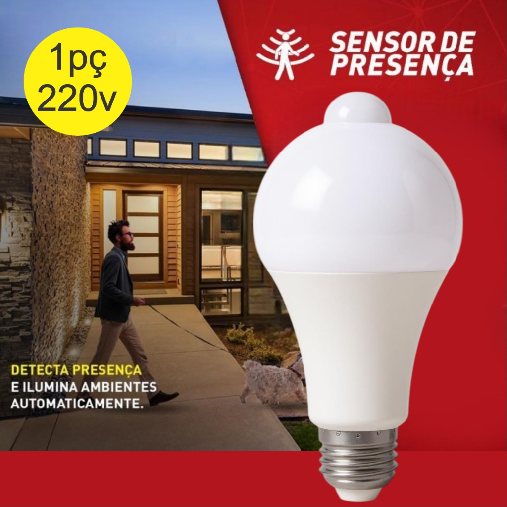 Lâmpada Com Sensor De Presença 6w 6500k 220v Economia Energia em Oferta na Shopee