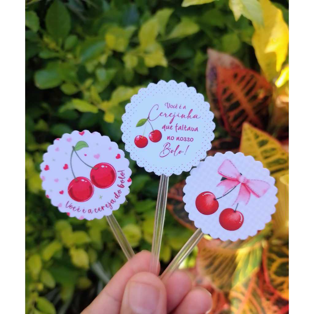 Toppers para Docinhos Cerejinha Decoração para festa de Aniversário / Tags / Toppers em Oferta na Shopee