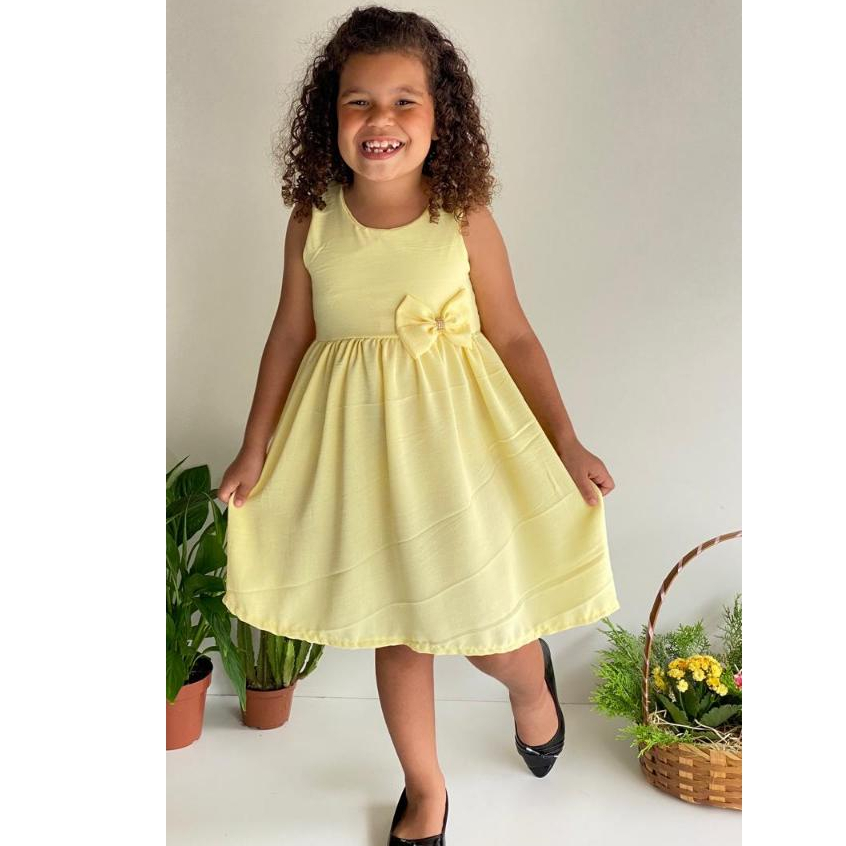 Vestido Infantil Menina Amarelo Para Festa Natal Verão casual Casamento Aniversário em Oferta na Shopee