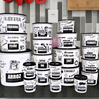 Kit Mantimentos 20 Peças – Potes Organizadores de Cozinha Etiquetados Premium em Oferta na Shopee