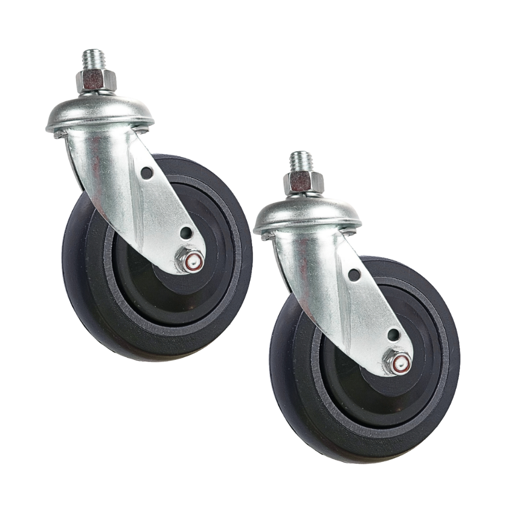 Kit 2 Rodizio 412 Roda 4 Polegadas Garfo Espiga Giratório Carrinho Supermercado PVC Rolamento Central Cinza Abaulada em Oferta na Shopee