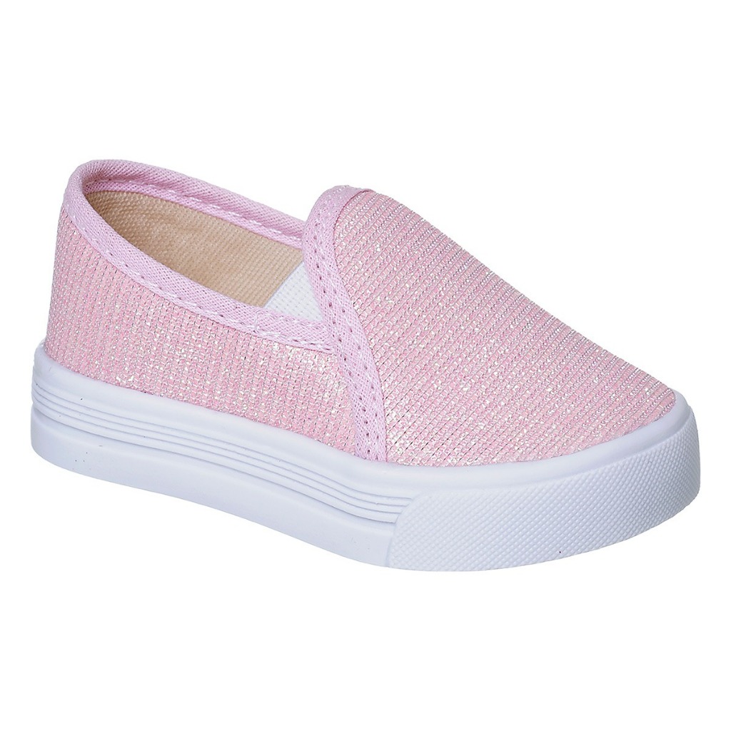 Tênis Feminino Slip On Glitter Infantil Sem Laço Sapatilha Menina Confortável Escolar Calce Fácil