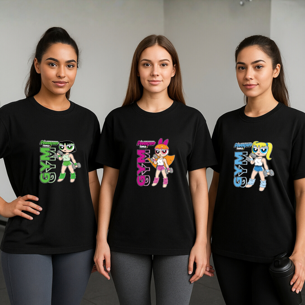 Camiseta Powerpuff Girls Poderosas Academia GYM Estampada Feminina  Algodão Premium