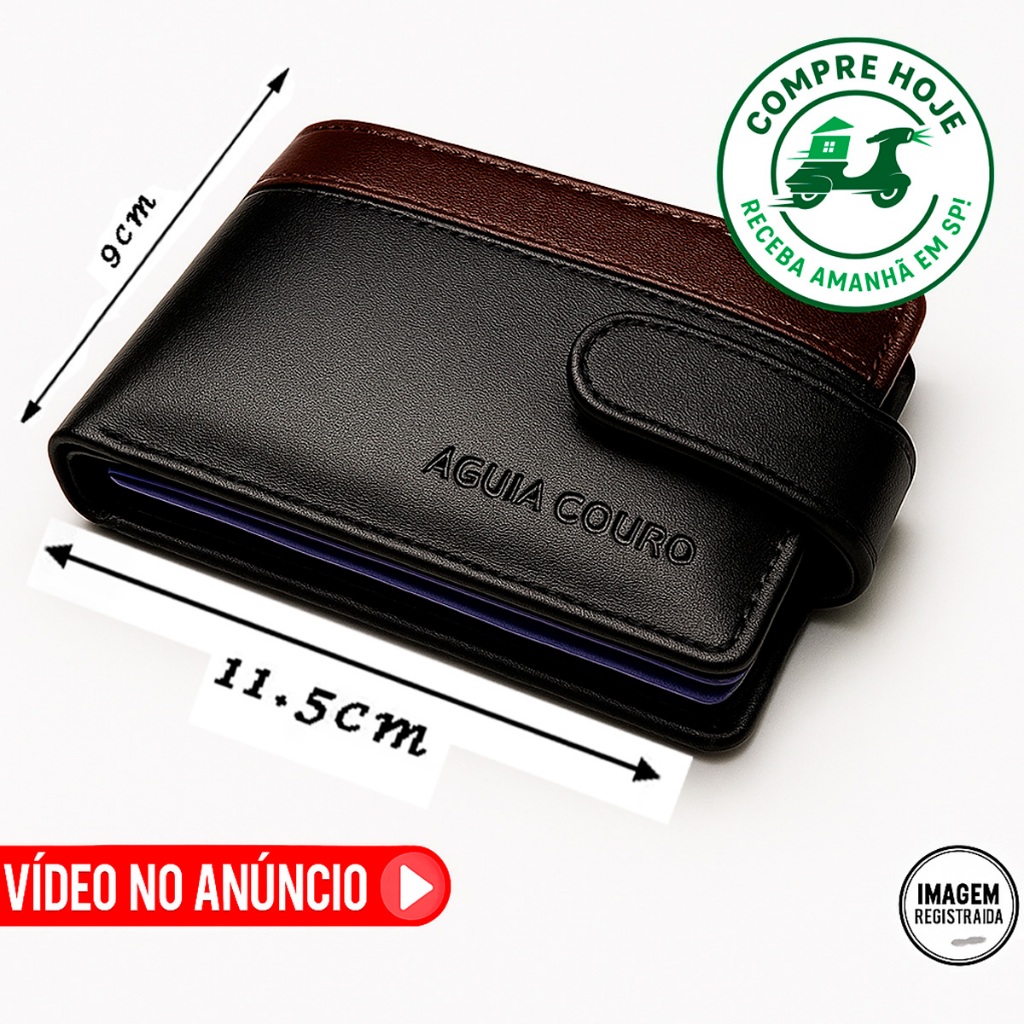 carteira masculina couro legítimo Premium *MELHOR COURO DO MERCADO* Com Fecho ou sem botão — imagem 2 de 2