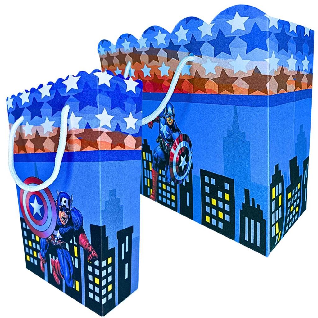 Sacolinha Personalizada Capitão America Sacolinha para Lembrancinha de Aniversário Infantil Heroi Sacolas Envio Rapido