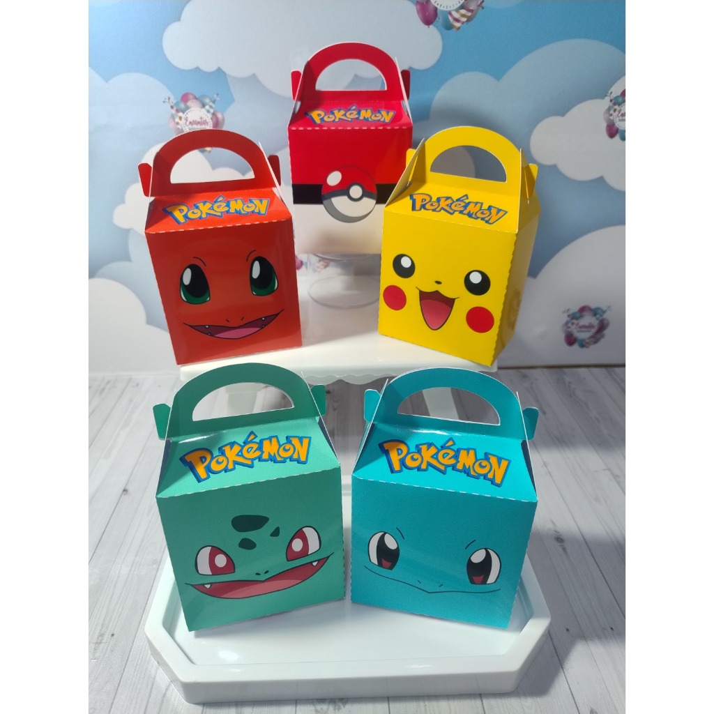 Caixa Maleta Pokémon Personalizada – Lembrancinha de Festa Infantil | Charmander, Pikachu, Bulbassauro e Squirtle