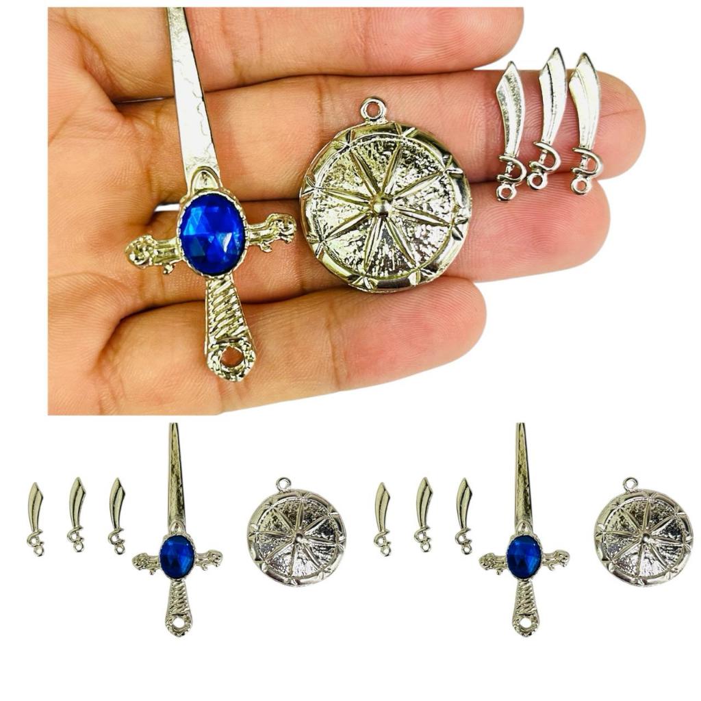 KIT Conjunto de Pingentes - Ogum Ogunhe Azul Umbanda e Candomblé