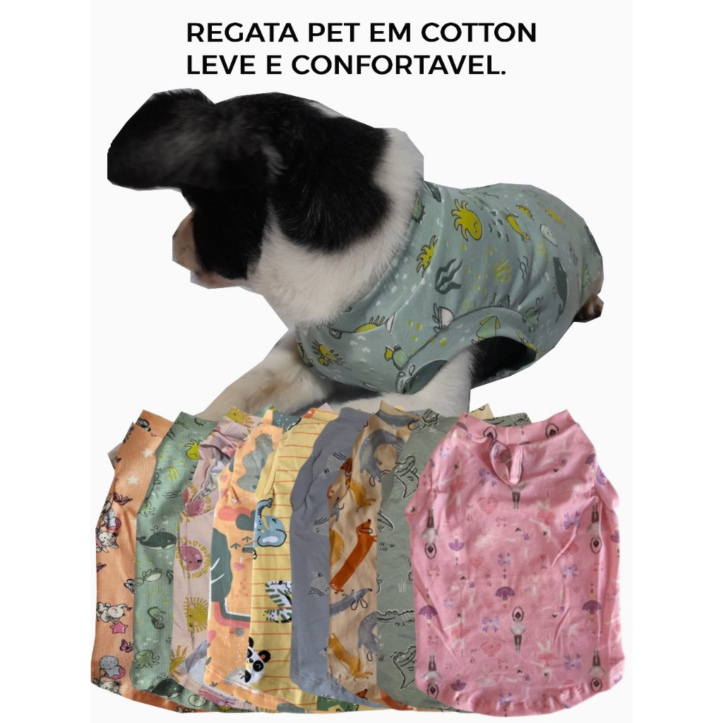 Roupa Pet - Regata Pet em Cotton Leve Confortável - Cão e Gato.