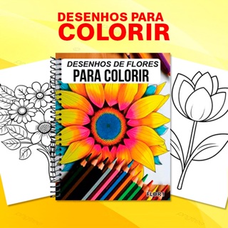 50 desenhos de flores para colorir 1 edição em Oferta na Shopee