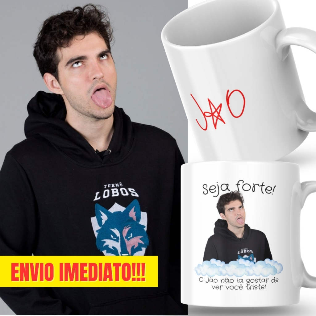 Caneca Xicara Porcelana 325ml Seja Forte Jão Fã Fãs Personalizada Presente Casa Decoração