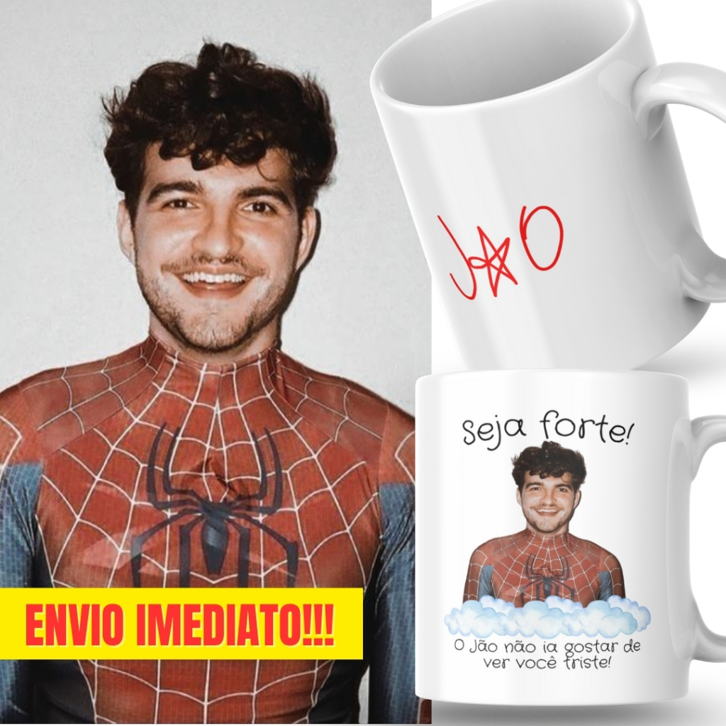 Caneca Xicara Porcelana 325ml Seja Forte Jão Fã Fãs Personalizada Presente Casa Decoração