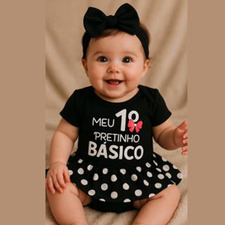 Body Bebê Temático Menina Pretinho Básico em Oferta na Shopee