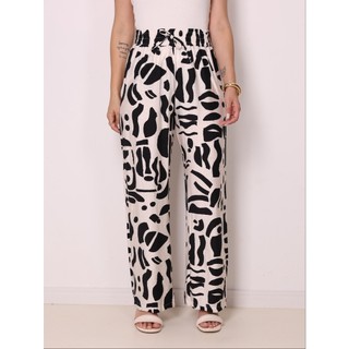 Calça Feminina Estampada Wid leg Moda Cintura Alta Pantalona Estampada