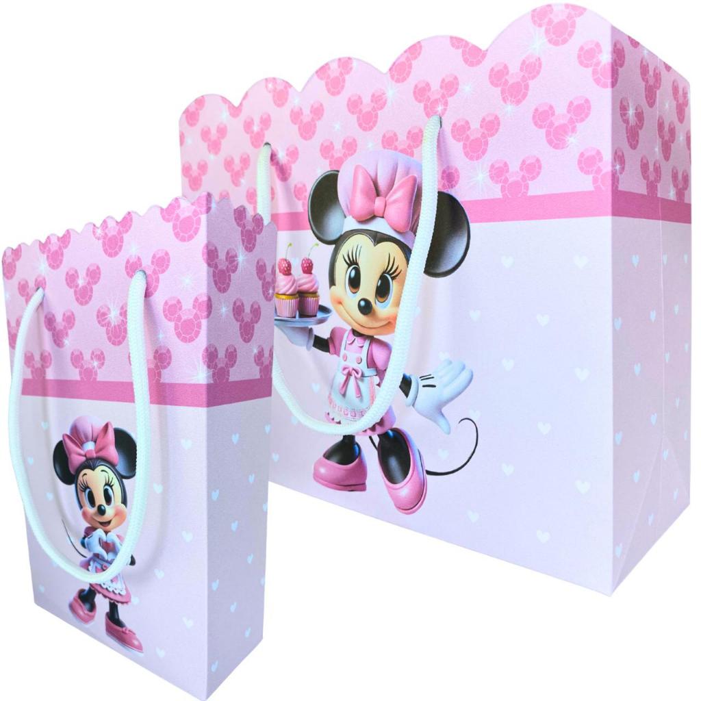 Sacolinha Personalizada Minnie Confeiteira Baby Sacolinhas para Lembrancinha de Aniversário Infantil Sacola Bolsa